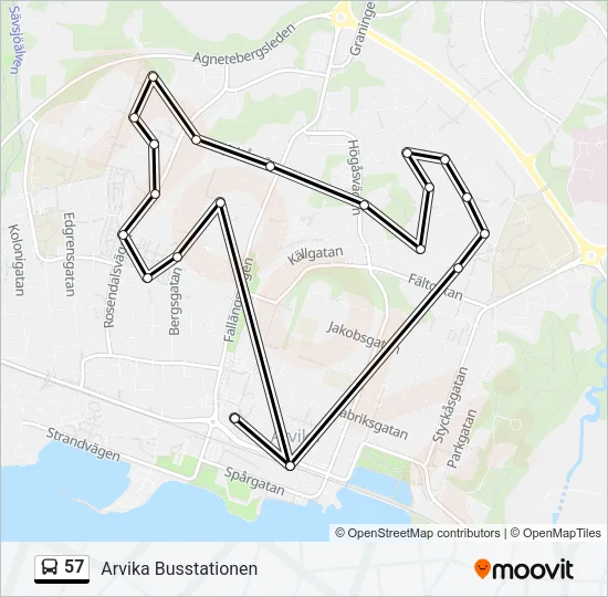57 Bus Line Map