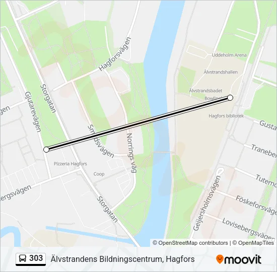 303 Bus Line Map