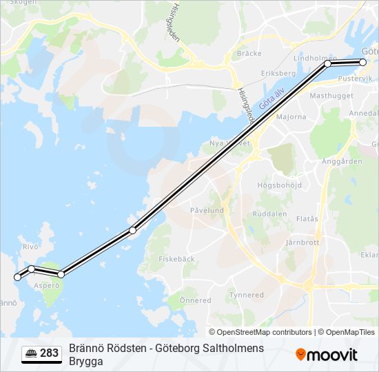 283 färja Linje karta