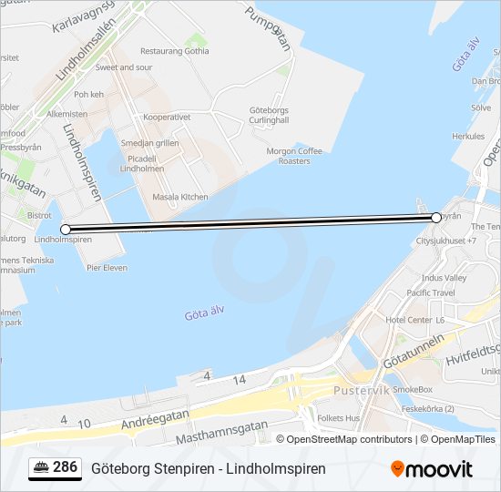 286 färja Linje karta