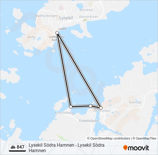 847 färja Linje karta