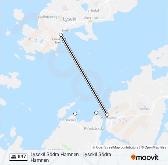 847 färja Linje karta