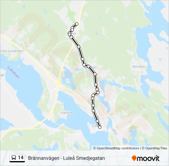 14 Bus Line Map