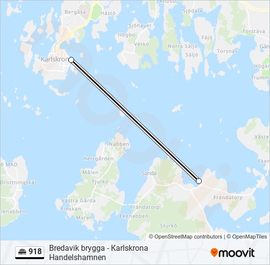 918 färja Linje karta