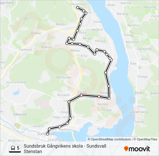 5 Bus Line Map