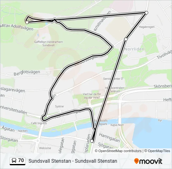 70 Bus Line Map