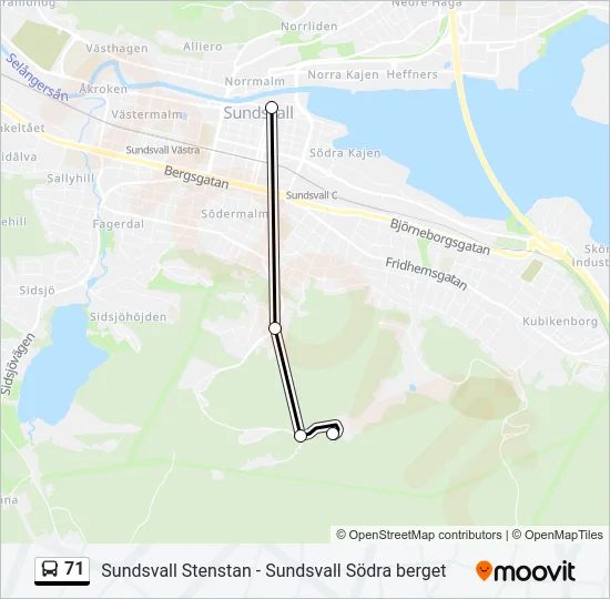 71 Bus Line Map