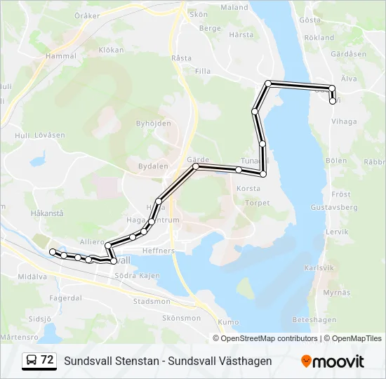 72 Bus Line Map