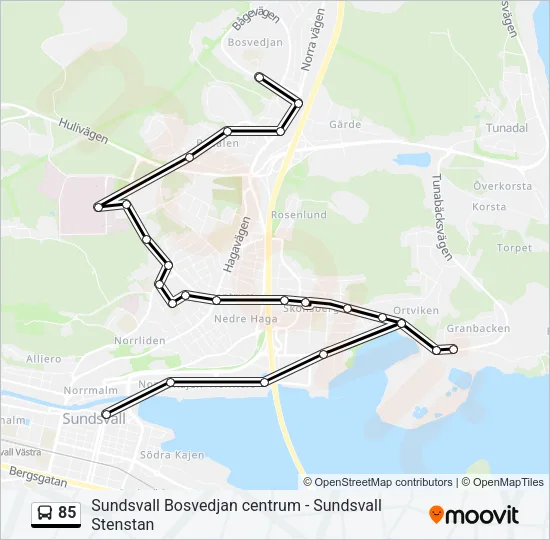 85 Bus Line Map