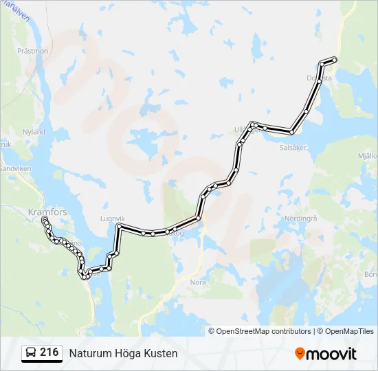 216 Bus Line Map