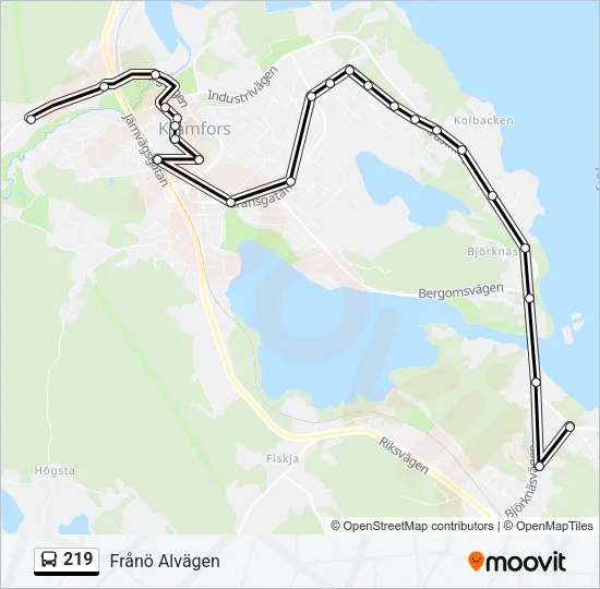 219 Bus Line Map