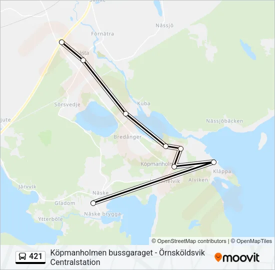 421 Bus Line Map