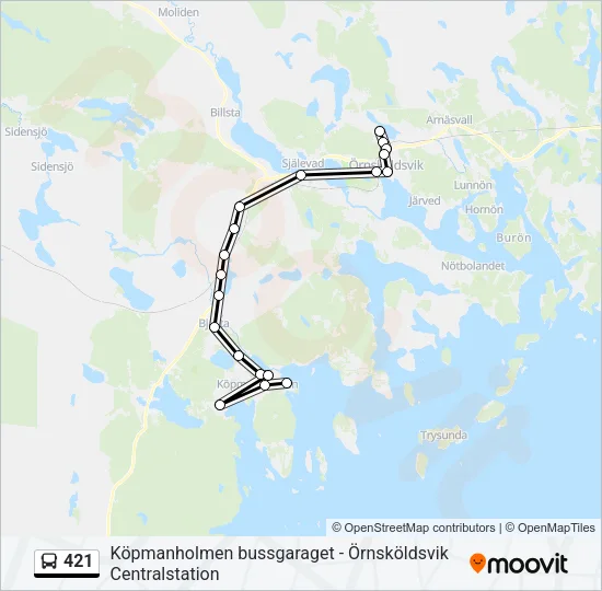 421 Bus Line Map