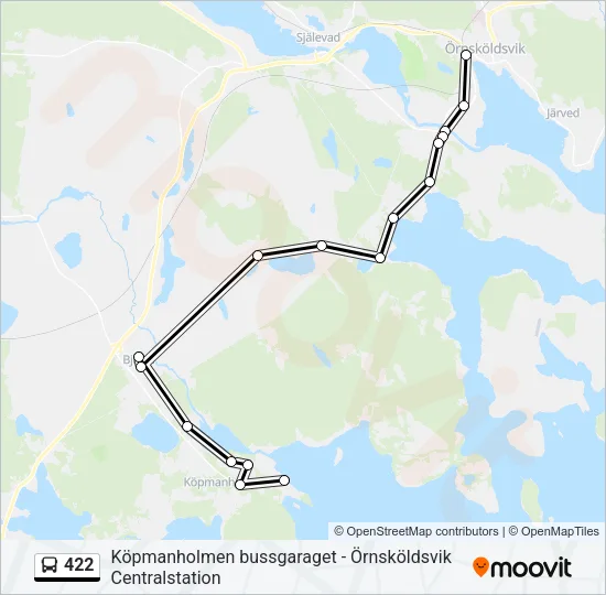422 buss Linje karta