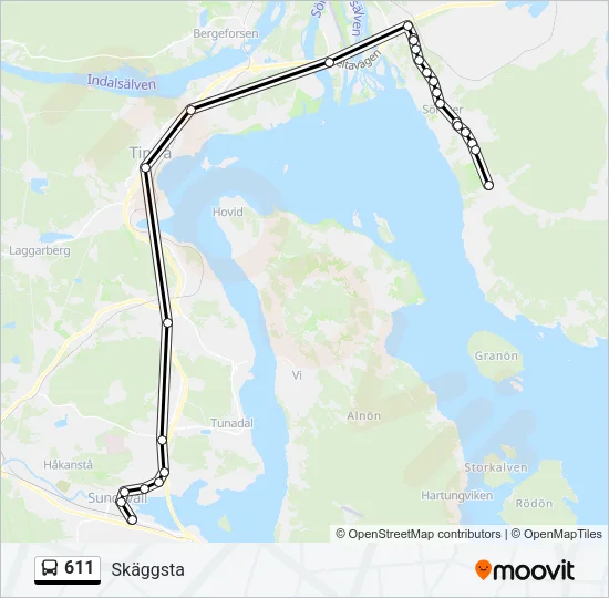 611 Bus Line Map