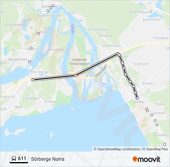 611 Bus Line Map