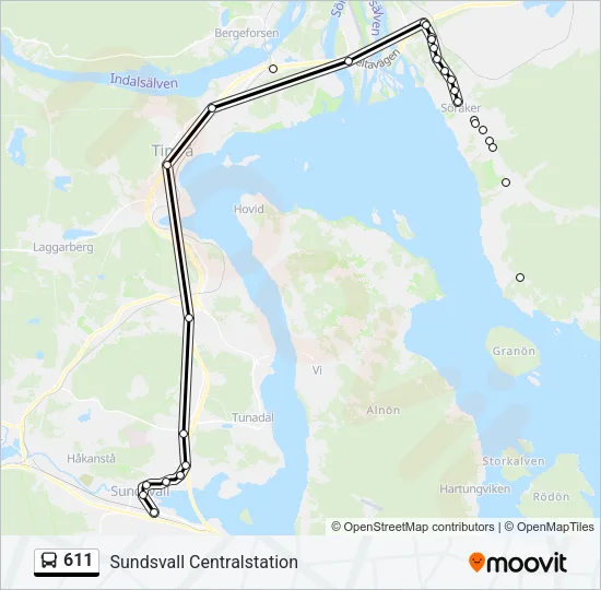 611 Bus Line Map