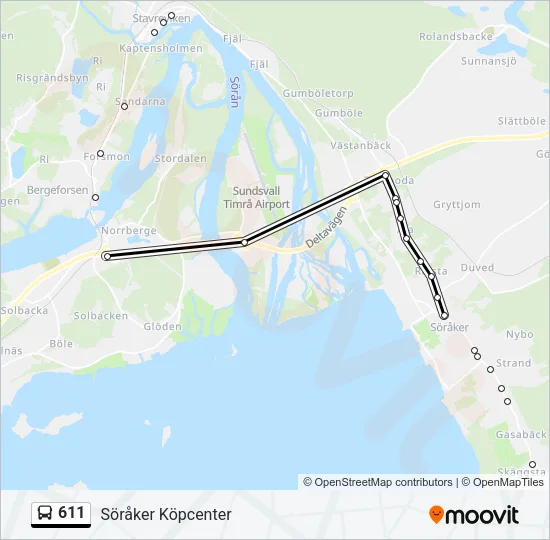 611 Bus Line Map