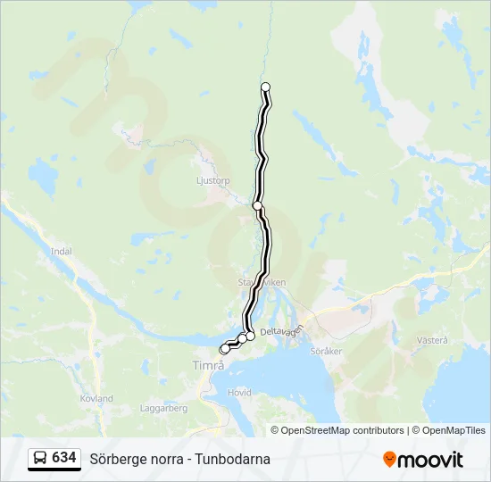 634 Bus Line Map