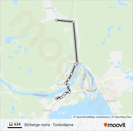 634 Bus Line Map