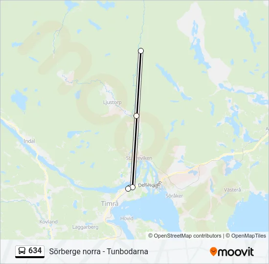 634 Bus Line Map