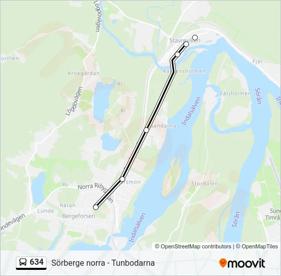 634 Bus Line Map
