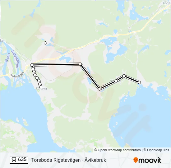 635 Bus Line Map
