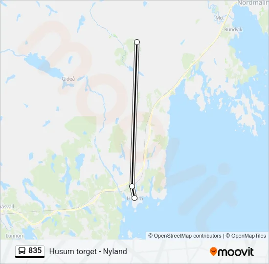 835 Bus Line Map