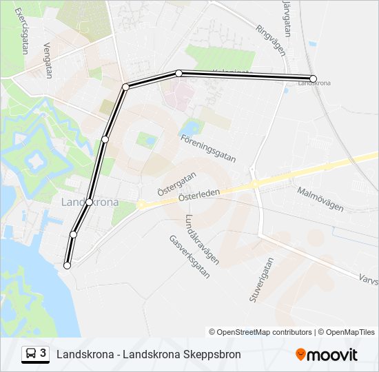 3 Rutt: Tidtabeller, Hållplatser & Kartor - Landskrona Station (Uppdaterat)