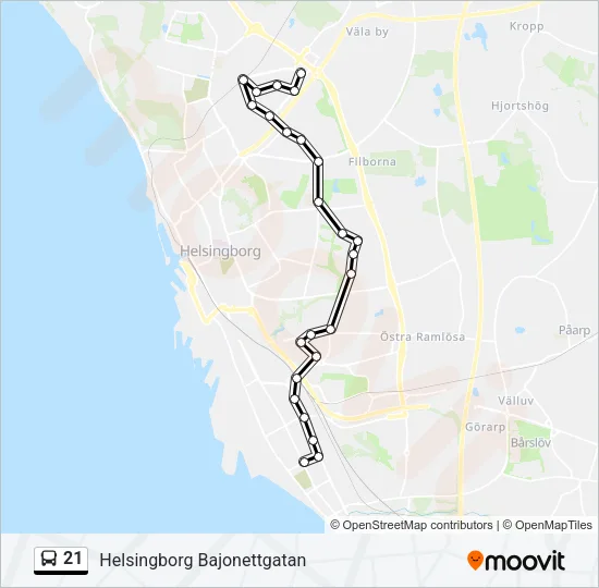 21 Bus Line Map