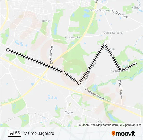 55 Bus Line Map