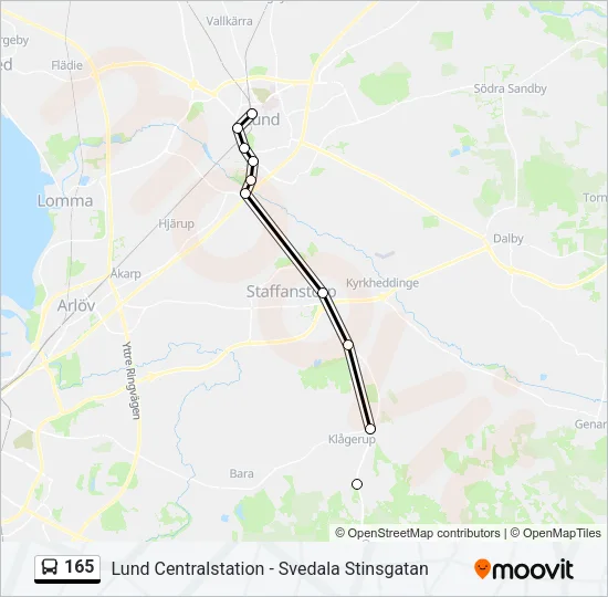 165 buss Linje karta
