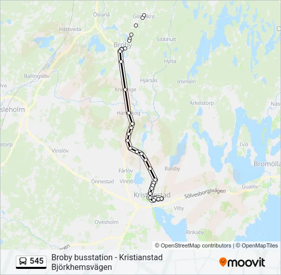 545 Bus Line Map