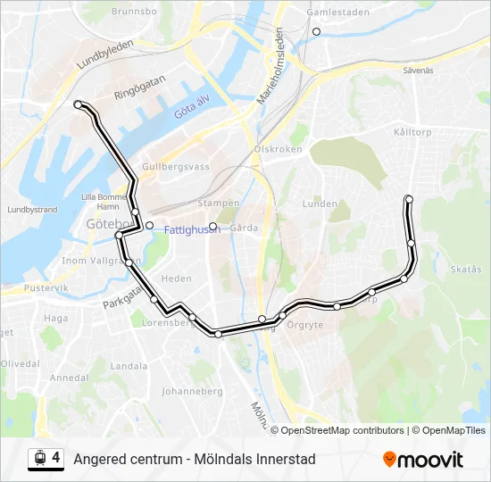 4 spårväg Linje karta