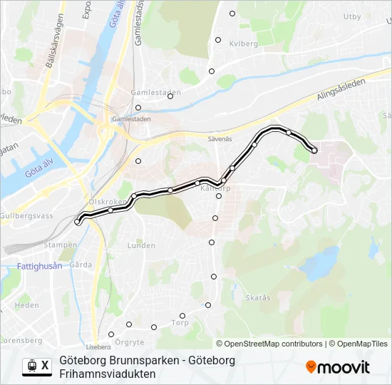 X Light Rail Line Map