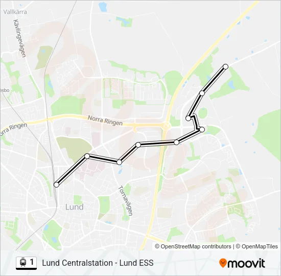 1 Light Rail Line Map