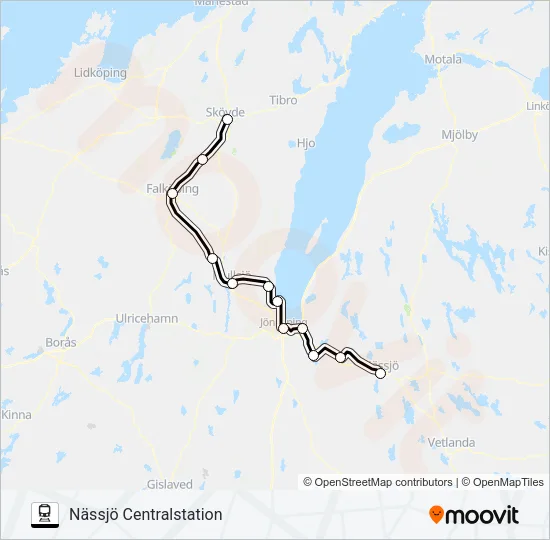 VÄSTTÅGEN Train Line Map