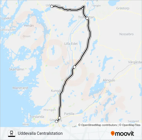 VÄSTTÅGEN  Linje karta