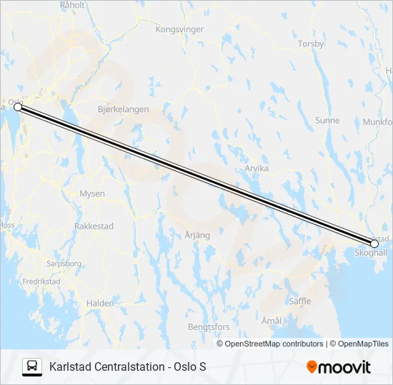 KARLSTAD CENTRALSTATION - OSLO S Bus Line Map