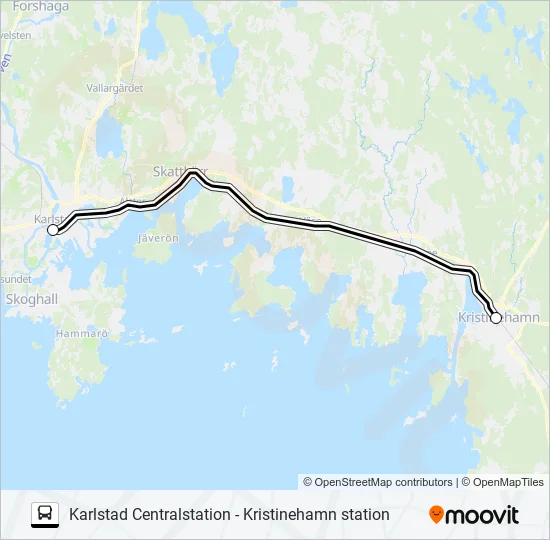 KARLSTAD CENTRALSTATION - KRISTINEHAMN STATION Bus Line Map