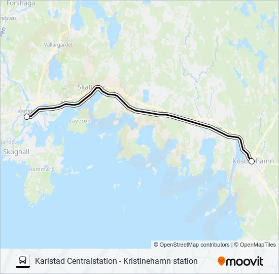 KARLSTAD CENTRALSTATION - KRISTINEHAMN STATION Bus Line Map