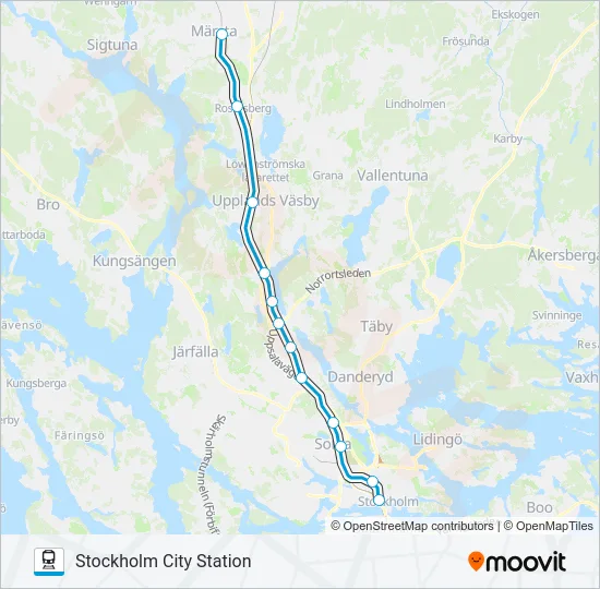 PENDELTÅG Train Line Map