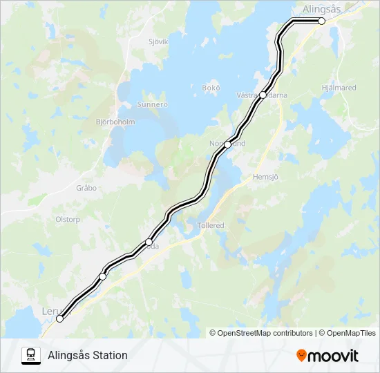 VÄSTTÅGEN Train Line Map