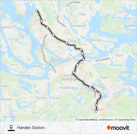 BÅLSTA STATION - NYNÄSHAMN STATION Train Line Map