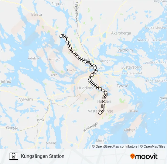 BÅLSTA STATION - NYNÄSHAMN STATION Train Line Map