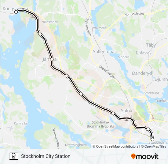 BÅLSTA STATION - NYNÄSHAMN STATION Train Line Map