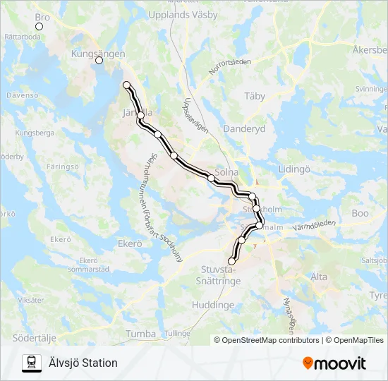 BÅLSTA STATION - NYNÄSHAMN STATION Train Line Map