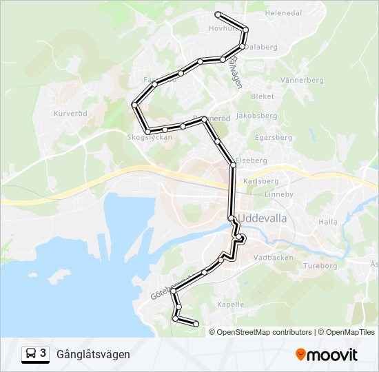 3 Rutt: Tidtabeller, Hållplatser & Kartor - Gånglåtsvägen (Uppdaterat)