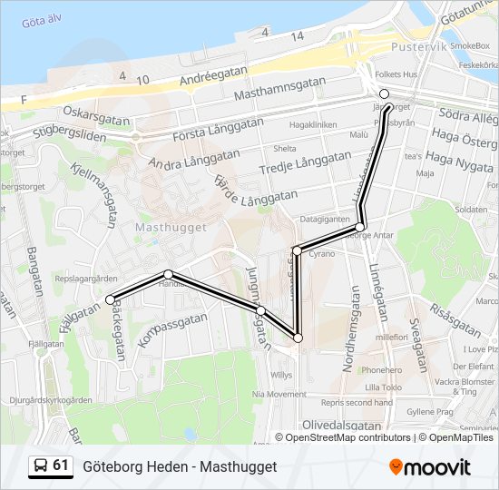 61 bus Line Map