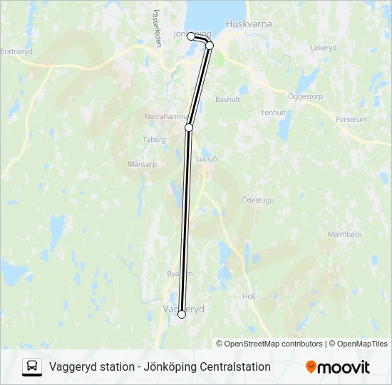 VAGGERYD STATION - JÖNKÖPING CENTRALSTATION  Line Map